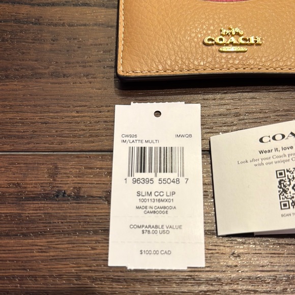 Coach Tan and Pink Lip Card Holder - Picture 4 of 5
